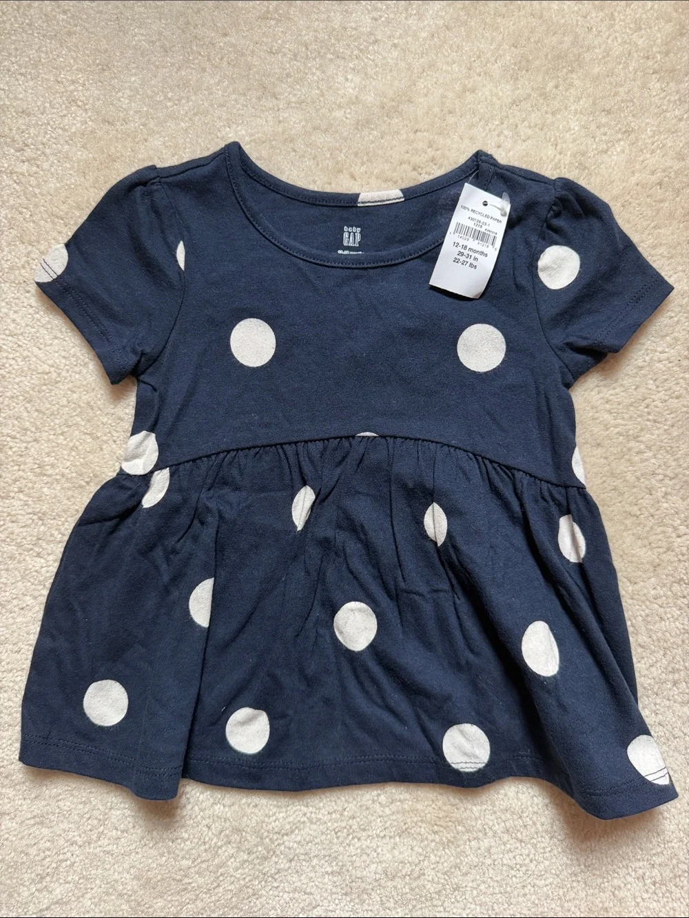 GAP Kids Navy Blue Polka Dot Peplum Tee